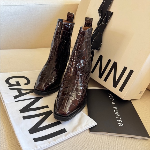 GANNI Ganache Croc Embossed Callie Boots - Picture 10 of 14